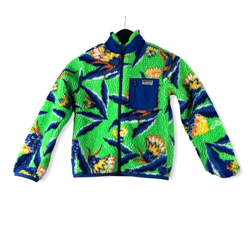 Polo Ralph Lauren Boys Fleece Floral Print Jacquard High Pile Jacket Sz S 8